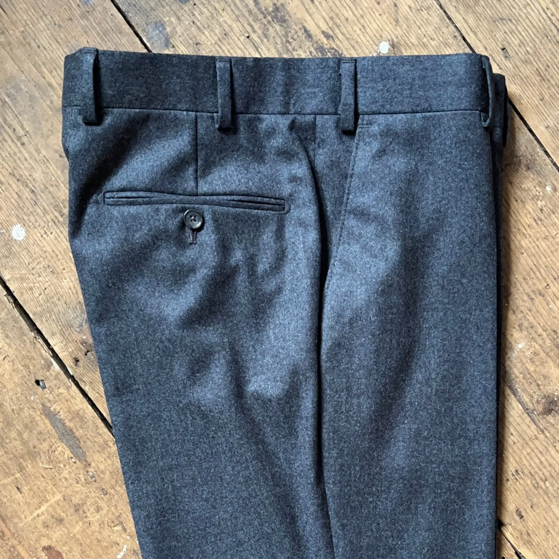 Regent - "New" Maxwell Trouser - Grey Flannel Wool