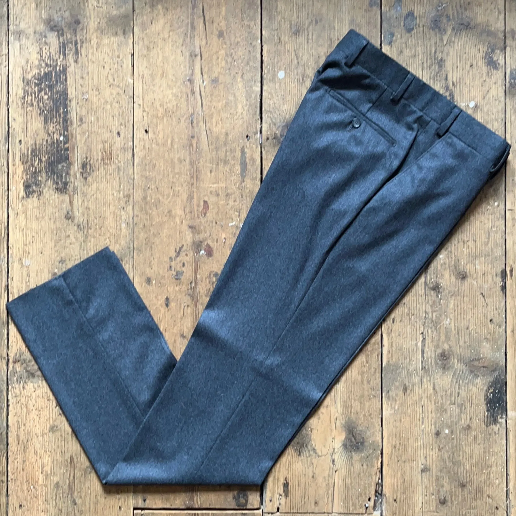 Regent - "New" Maxwell Trouser - Grey Flannel Wool