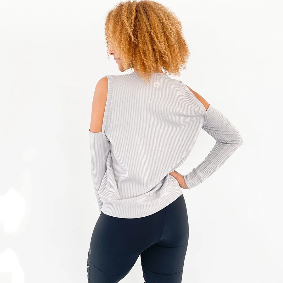 Shoulder Cut-Out Top | Grey