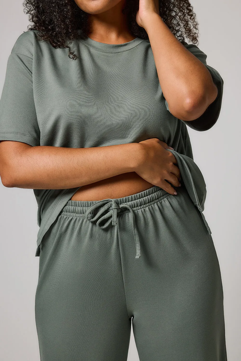 Soft Touch Wide Leg Lounge Set - Sage Green