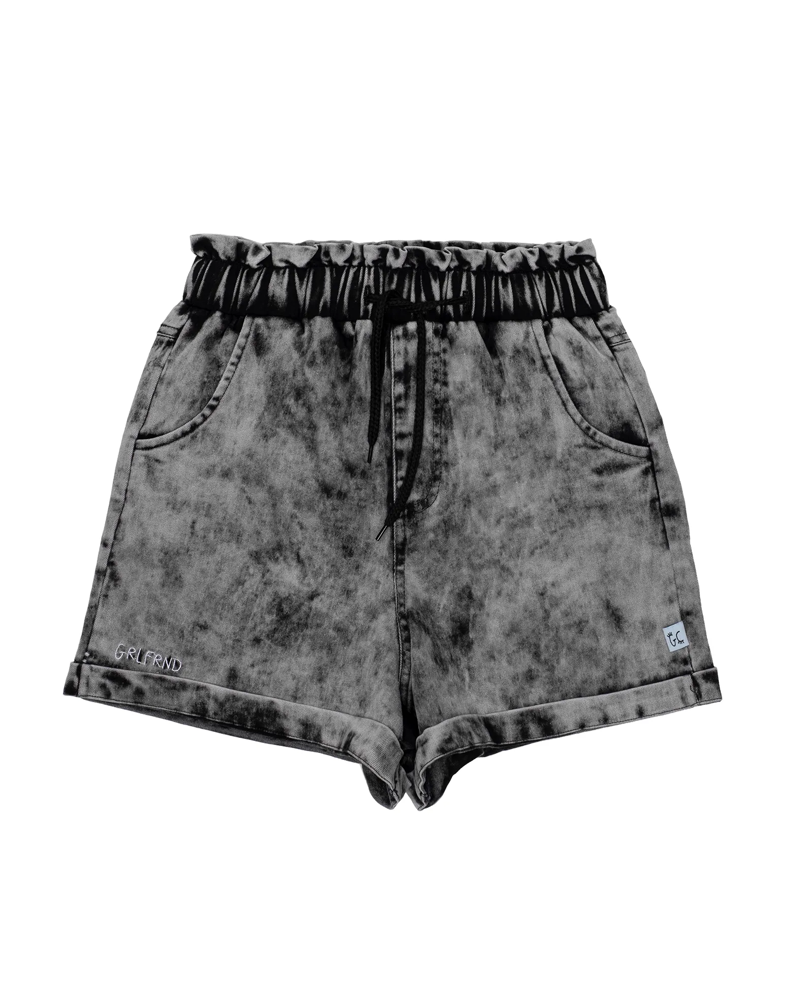 The Girls Club Paperbag Waist Denim Shorts