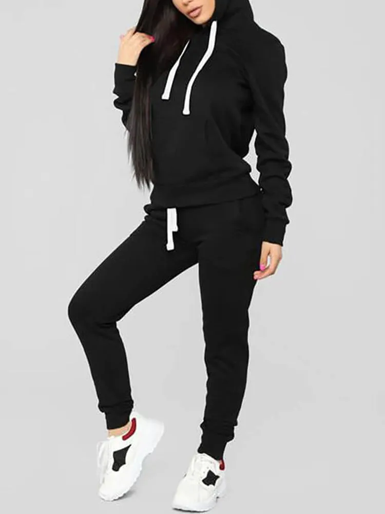 Two Piece Long Sleeve Hooded Sweatshirt Sweatpants