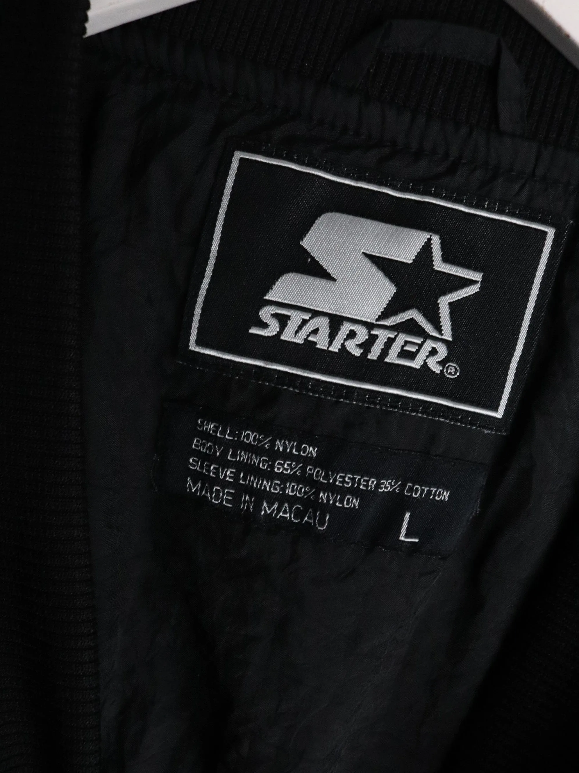 Vintage Starter Windbreaker Mens Large Black Pullover Jacket