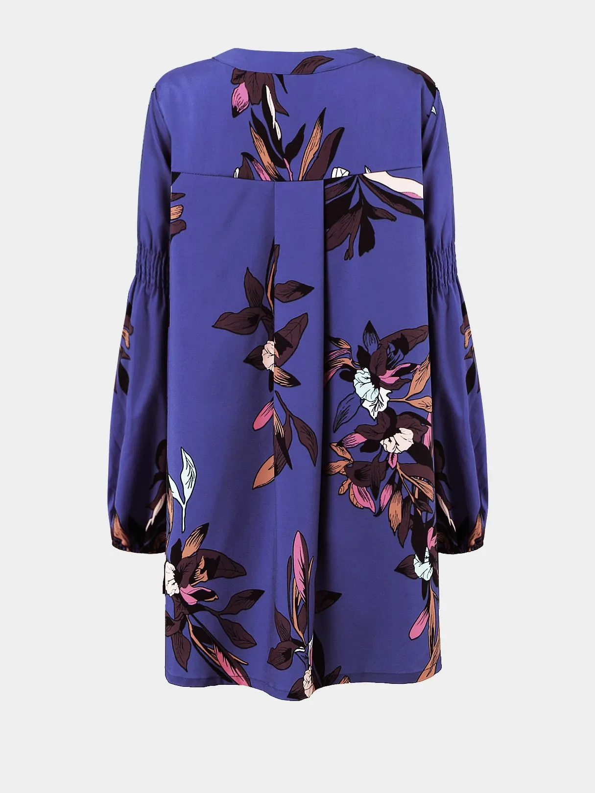 Wholesale Crew Neck Long Sleeve Floral Print Cut Out Shirt Dress