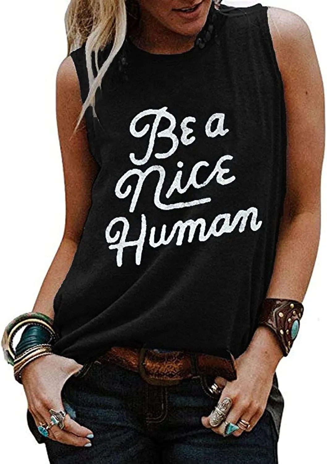 Women Be A Nice Human Tank Tops Shirt