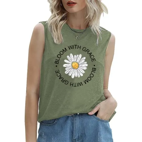 Women Bloom with Grace Floral Tank Shirt