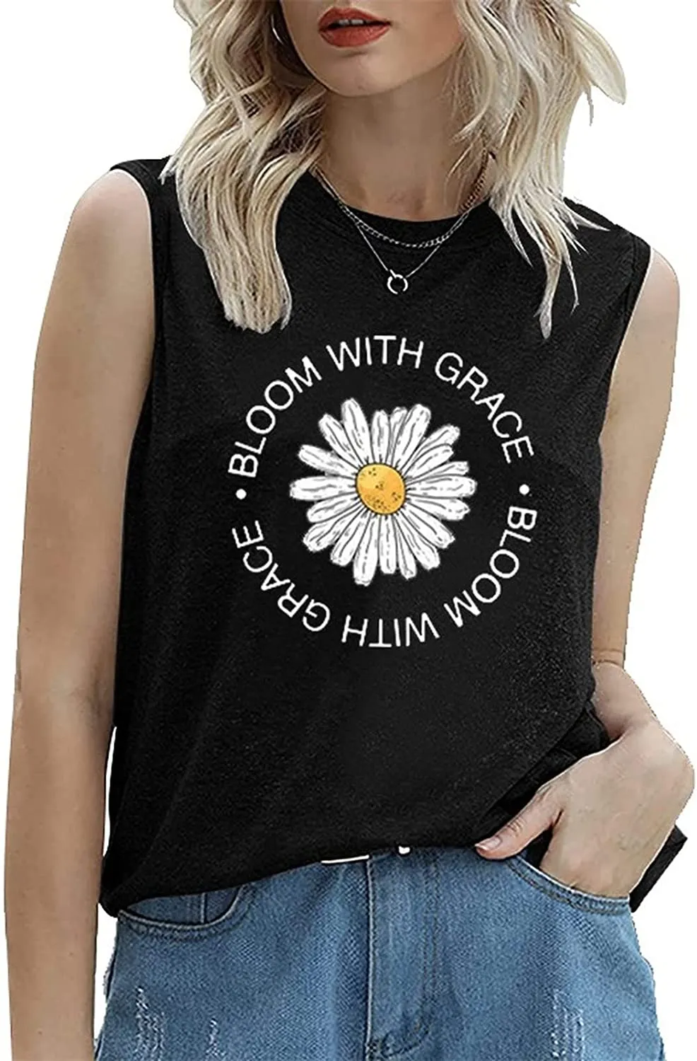 Women Bloom with Grace Floral Tank Shirt