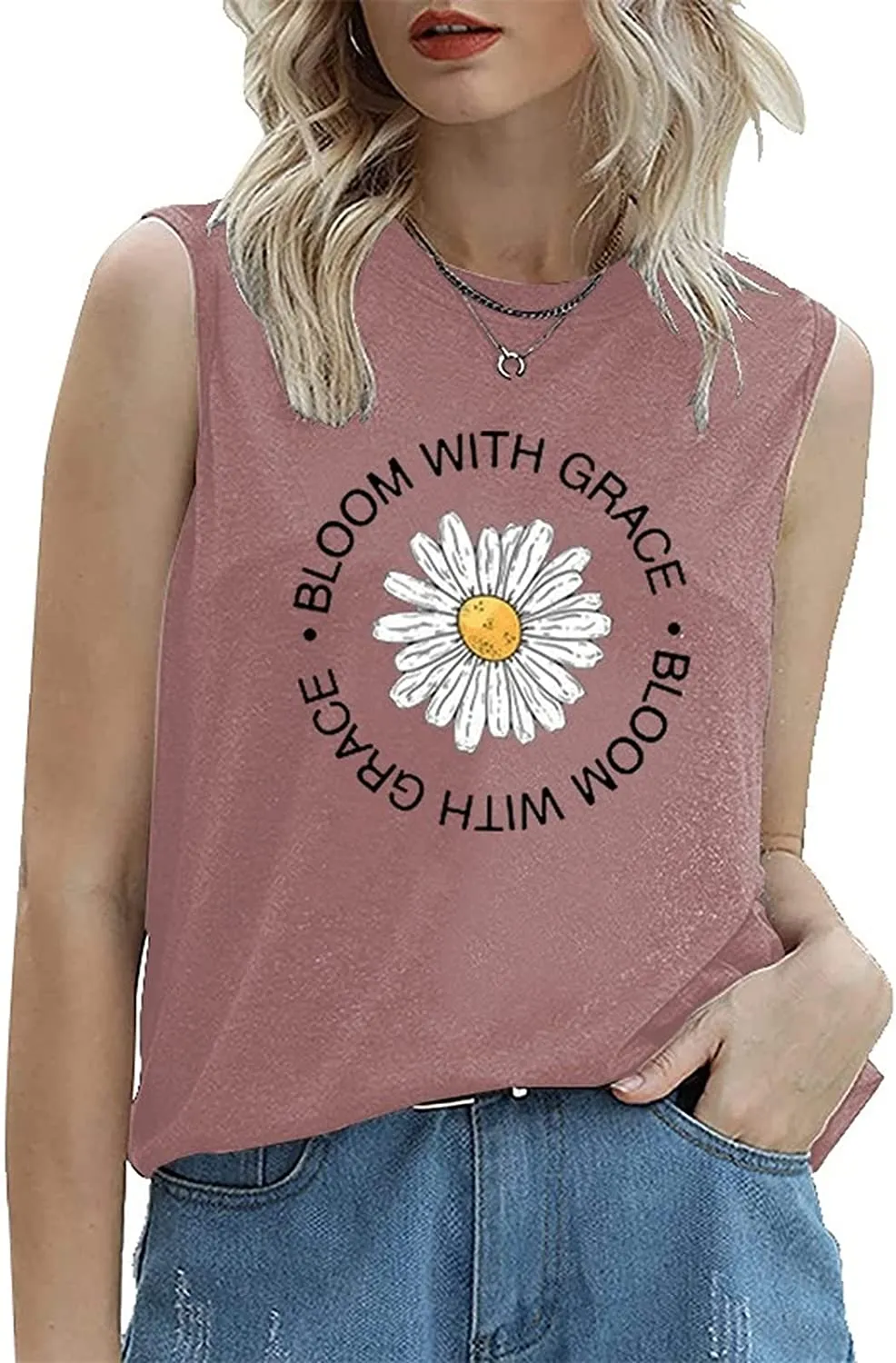 Women Bloom with Grace Floral Tank Shirt