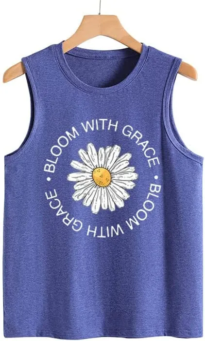 Women Bloom with Grace Floral Tank Shirt