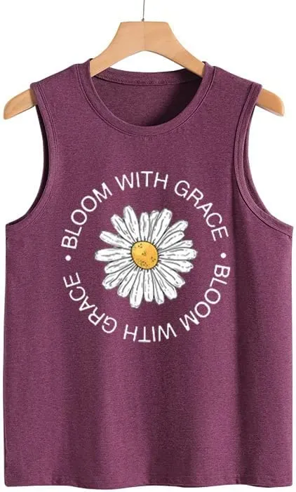 Women Bloom with Grace Floral Tank Shirt