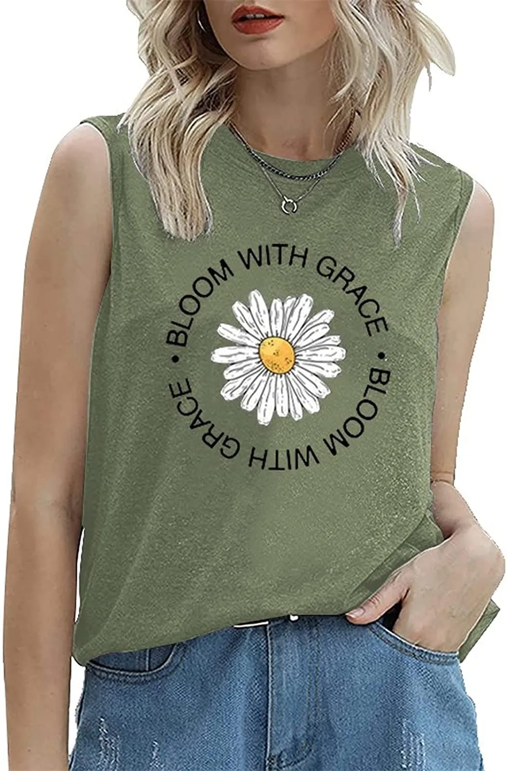 Women Bloom with Grace Floral Tank Shirt