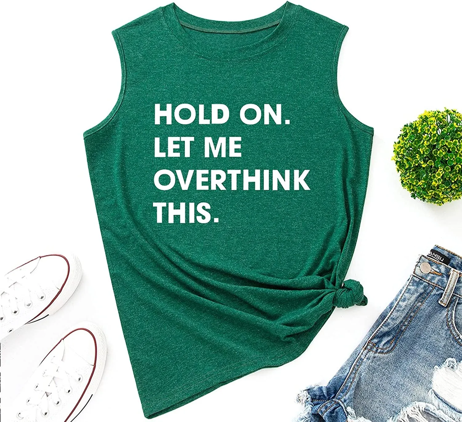 Women Hold on Let Me Overthink This Shirt Funny Novelty Tank