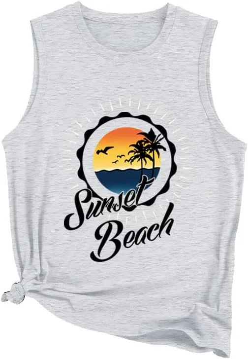 Women Sunset Beach Summer Vacation Tank