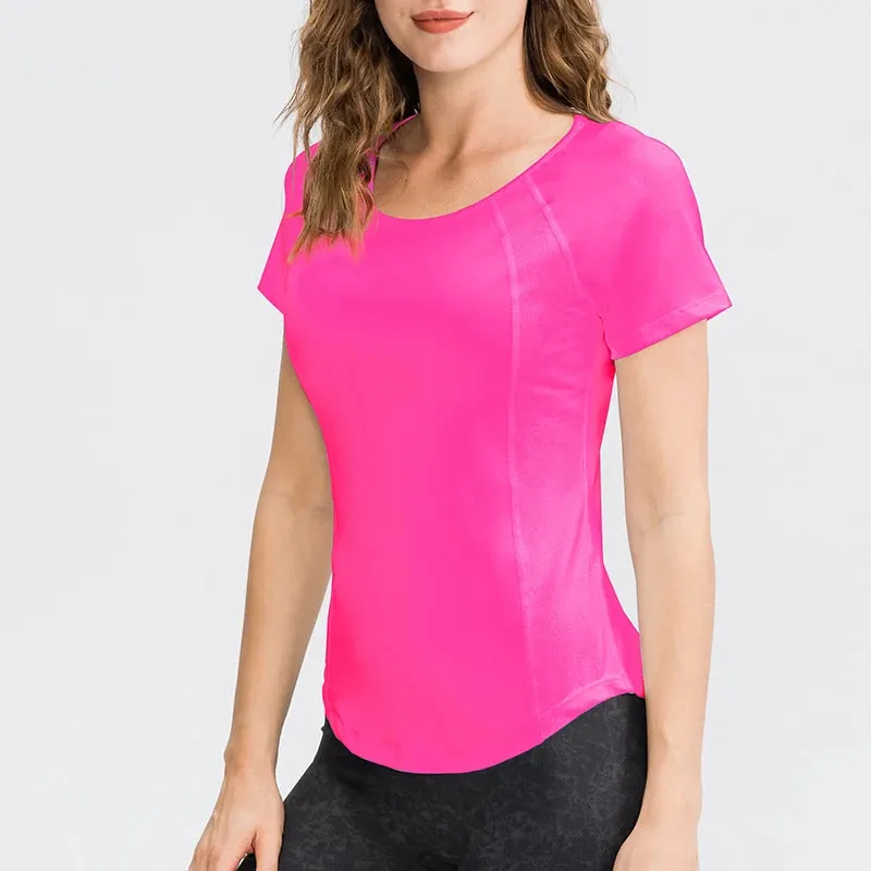 Women Yoga Tops Breathable Sport Fitness Workout Running Yoga Top Quick Dry T Shirt