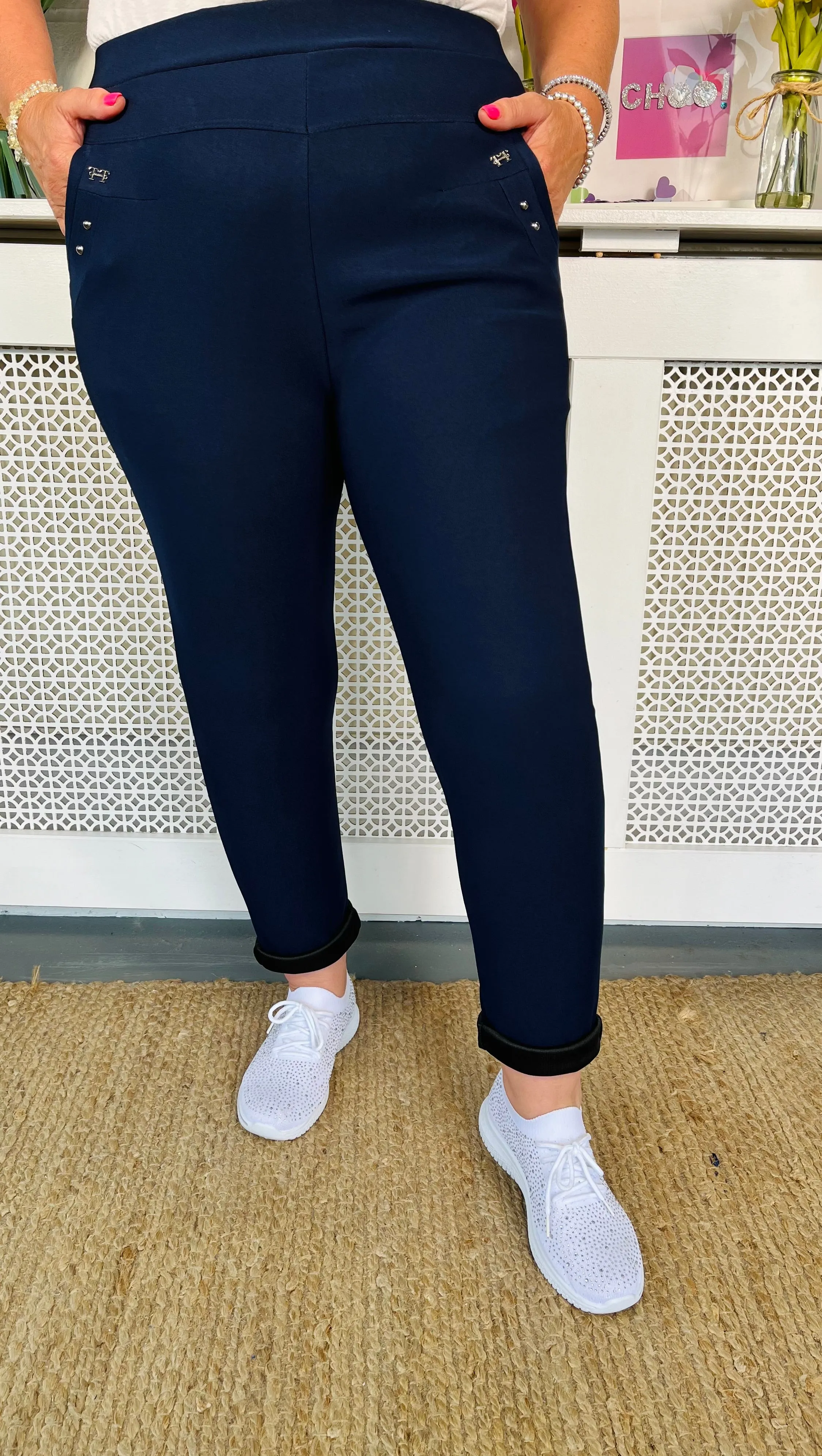 Yvonne Stretch Treggings - Navy